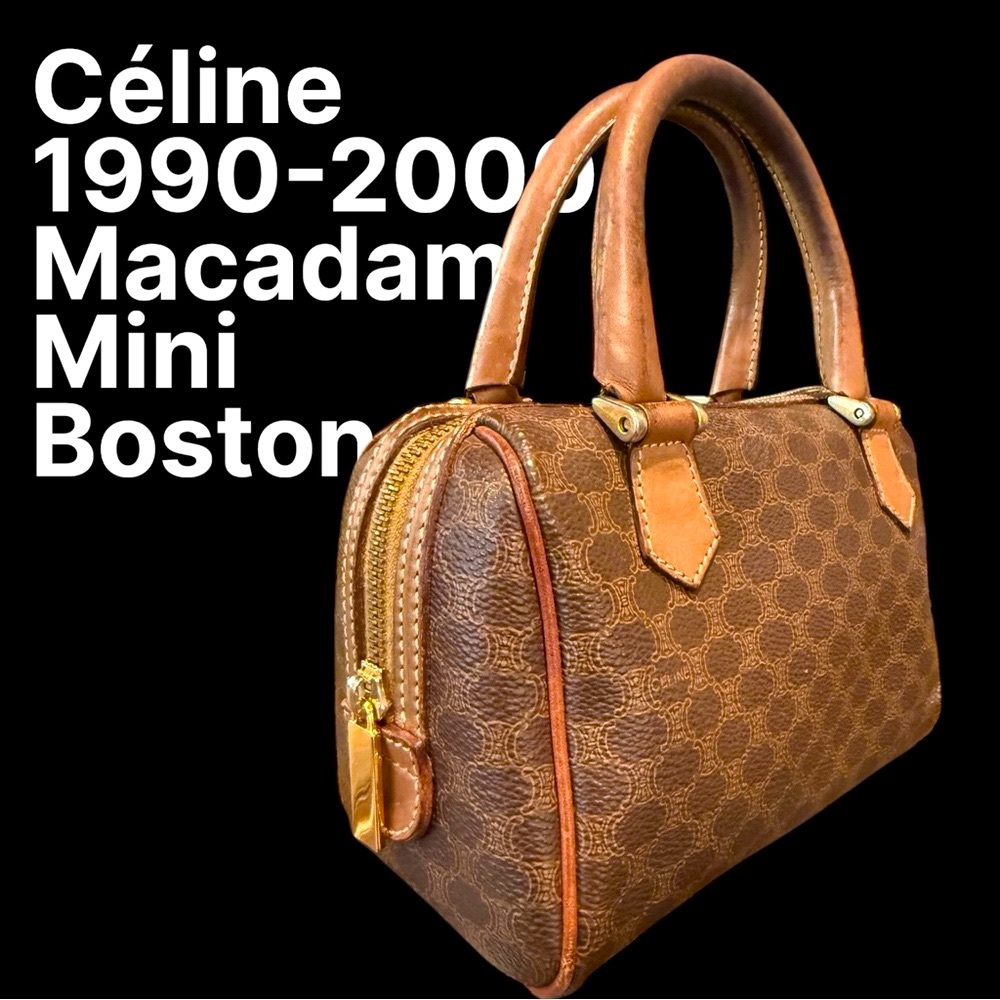Celine Triomphe Macadam Rare Vintage Mini Boston EUC Approximately 7.5”x4” - Picture 2 of 14
